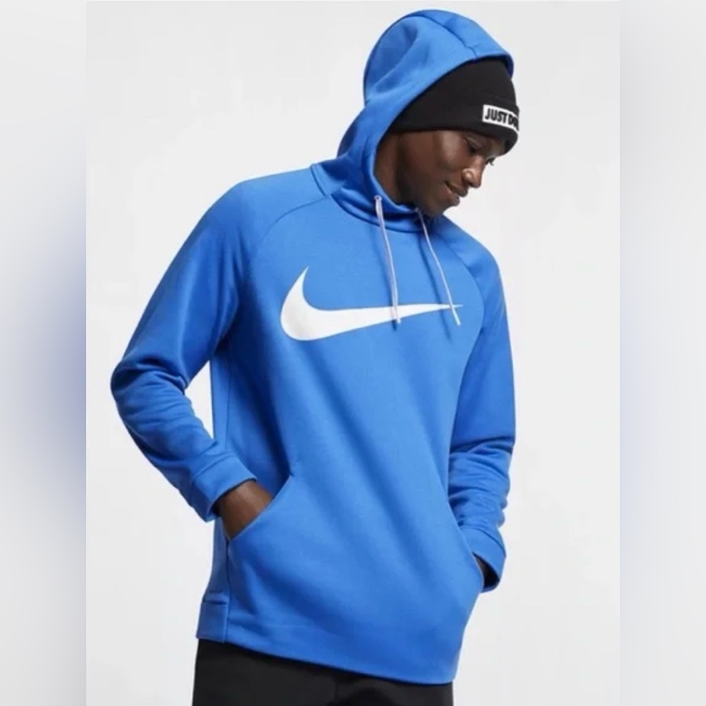 Nike Dri-Fit Big Center Swoosh Hoodie Royal Blue Mens XL Sweatshirt Training